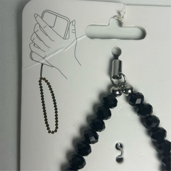 Case-Mate Black Beaded Phone Charm with Metal Accents Universal Fit - Picture 7 of 8